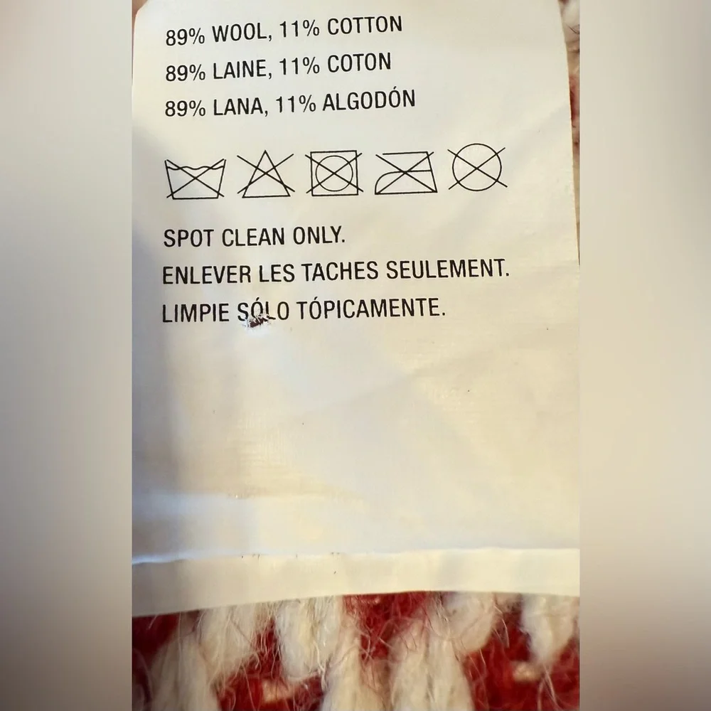 Set of 6 Crate&Barrel Red and White Wool Braided Placemats-Nordic Sweater